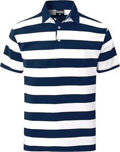 เสื้อเจอร์ซีย์ลายทางสีแดง ขาว น้ำเงิน สำหรับผู้ชาย ผ้าฝ้าย ทรงปกติ แขนสั้น เสื้อกอล์ฟลำลอง สวมใส่สบาย มีสไตล์ ไซส์พลัส - Product Image 3