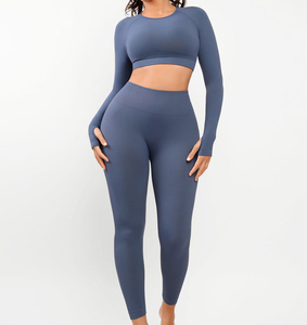 Ensembles de yoga tendance pour femmes grandes tailles, taille haute, motif uni, respirants, séchage rapide, légers, réversibles, écologiques - Product Image 1
