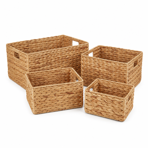 Natural Woven Water Hyacinth <b>Basket</b> Handmade Storage Organizer Eco Friendly Sustainable Home Decor Wholesale Supplier - Product Image 2