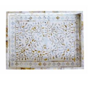 Bandeja Rectangular con incrustaciones de hueso pulido de alta calidad, bandeja para servir con incrustaciones de hueso, bandeja con incrustaciones de hueso hecha a mano a precio al por mayor - Product Image 3