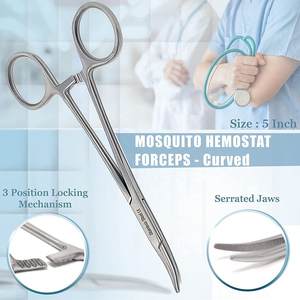 5 Pieces Stainless Steel Manual Micro Surgery <b>Suture</b> Instrument <b>Kit</b> Scissors Forceps Hemostats Needle Holding Tools Medical Set - Product Image 2