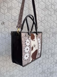 Bolso de Mano de Piel de Vaca Auténtica para Mujer, Bolso de Cuero Elegante para Tallar el Pelo, Bolsos de Mano para Multiusos, Novedad - Product Image 2