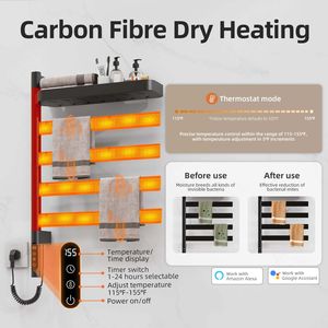 SIOYIE Scaldasalviette Elettrico Intelligente da Parete Girevole con Barre Orientabili e Timer Smart per Bagno - Product Image 6