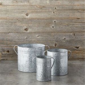 Rustic Embossed Floral Galvanized Metal <b>Planter</b> Box Vintage Zinc Garden Flower Pot with Handles for Outdoor Indoor Home Decor - Product Image 6