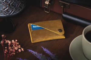 Cartera plegable de bolsillo frontal para tarjeta y pasaporte RFID de cuero minimalista y delgada para él, regalo de boda personalizable, para regalo de boda - Product Image 3