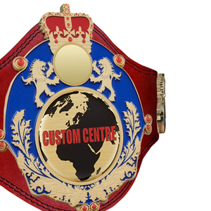 Nouvelle ceinture de champion personnalisée avec emblème de couronne et design globe, ceinture de titre en cuir rouge de qualité supérieure pour les sports - Product Image 5
