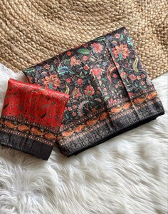 Reglance Luxury Softy Silk Jacquard Digital Print Women's Traditional Designer Jari Woven <b>Pashmina</b> Boutique Wrinkle-Free Saree - Product Image 3
