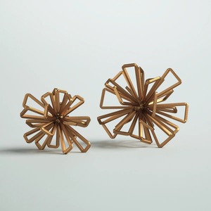 Modern Brass Geometric Sculpture Set Of 2 Artistic Tabletop Decor For Living Room Home Decor - Product Image 5