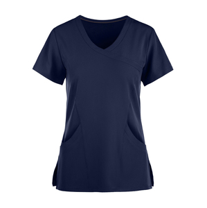 2026 New Style <b>Women</b> V Neck <b>Scrub</b> Top <b>Black</b> Polyester Knitted Hospital Uniforms With Pockets - Product Image 2