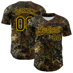 OEM Custom Camo Baseball Jersey Full Button 100% Polyester Short Sleeve Breathable Unisex - Product Image 5