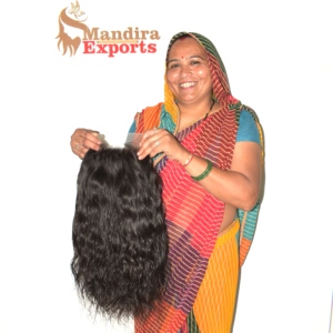 Extensiones de Cabello Humano Remy Indio Natural Ondulado sin Procesar 100% Cabello de Templo Premium Fusion Wig con Doble Trama a Máquina - Product Image 4