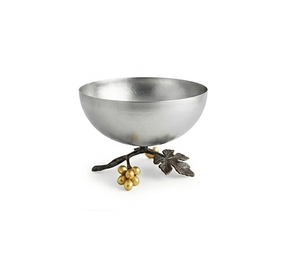 Cuenco de Servir con Acabado de Latón Vintage y Base de Hoja, Vajilla Metálica Hecha a Mano, Plato Decorativo para Regalo - Product Image 4