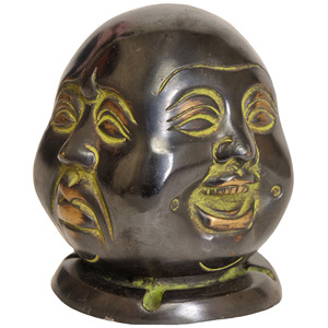 Sculpture de bouddha riant faite à la main de 3 pouces en pièce de table en laiton pour cadeaux fabriquée en Inde - Product Image 1