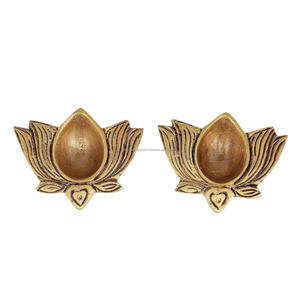 Cadeau de décoration d'intérieur Diyas Lotus en laiton de style Art déco pour mariage et Diwali Design suspendu - Product Image 3