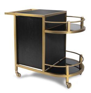 Carrito de Bar Metálico Moderno con Ruedas, Carrito de Servicio de Bebidas con 2 Estantes Redondos para Hotel o Sala de Estar - Product Image 1