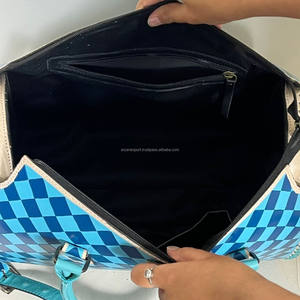 Nouveau Grand Sac Fourre-tout Élégant pour Femme, Motif Damier Gravé à la Main, Sac à Bandoulière de Voyage, Sac de Créateur Tendance - Product Image 6