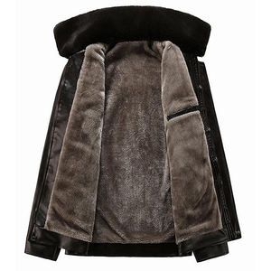<b>Men's</b> Ranch Style Leather <b>Jacket</b> Breathable Quick-Dry Nylon/Cotton Shell Stand Collar Zipper Front Casual Winter Outerwear - Product Image 5