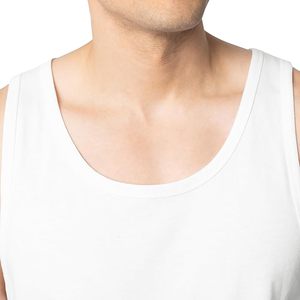 Débardeur en coton blanc pour homme, col rond, couleur unie, décontracté, tricoté, sans manches - Product Image 3