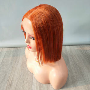 Human <b>Hair</b> Wig Orange <b>Color</b> With Closure 100% Vietnamese Bone Straight Quality Super Human <b>Hair</b> High Quality - Product Image 2