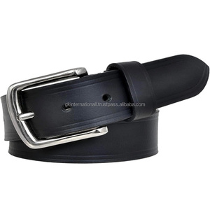 Ceinture en cuir véritable noir de qualité supérieure pour homme, style décontracté, pour jeans ou pantalons, avec boucle argentée mate solide. - Product Image 4