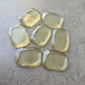 Quality Lemon Quartz Tablet Cut <b>Cushion</b> Shape Calibrated Flat Back Gemstone - Product Image 5