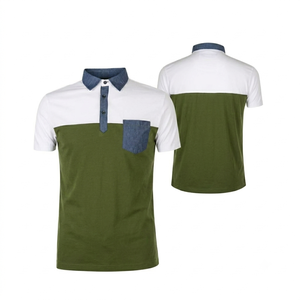 Polo personalizado para hombre en verde oliva y blanco, ropa de golf informal de manga corta, diseño personalizado de punto, ropa de moda OEM. - Product Image 1