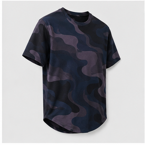 Camiseta de Manga Corta para Hombre con Estampado de Camuflaje Personalizado en Azul Humo, Cuello Redondo, MTS-CAMO-0042 - Product Image 3