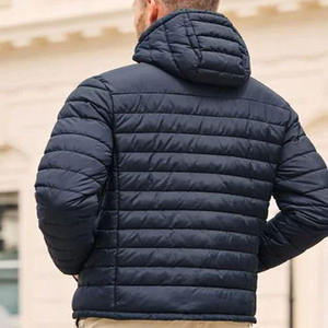 Veste matelassée à capuche pour homme, couleur unie, coupe-vent, fermeture éclair, vêtement d'hiver décontracté, coupe régulière, extérieur en polyester - Product Image 2