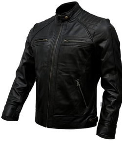 Chaqueta de Motociclista de Cuero PU para Hombre, Estilo Vintage, Color Negro y Marrón, Resistente al Viento, Antibacteriana, Gruesa, para Invierno, Personalizada - Product Image 1