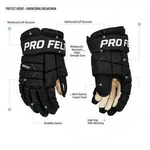 Gants de hockey sur glace en maille personnalisés, nom et logo de l'équipe personnalisés, protection rembourrée, manchette réglable et poignée confortable. - Product Image 2