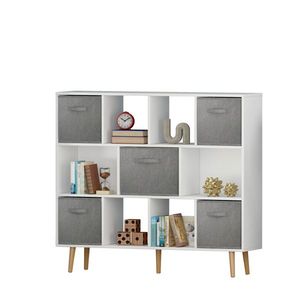 Libreria Moderna Industriale Bianca Solida, Arredamento Minimalista per Soggiorno o Ufficio, Disponibile in Vari Stili di Pannelli in Legno Massello - Product Image 4