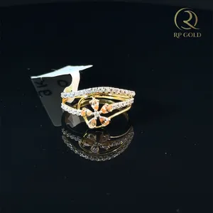 Elegant <b>gold</b> diamond floral <b>ring</b> for women stylish luxury design perfect for weddings parties and daily wear jewelry - Product Image 2