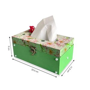 Aqdus Saleem - Dispensador de pañuelos de madera floral para coche, soporte rígido decorativo con cierre metálico para uso en el hogar o salón - Product Image 2
