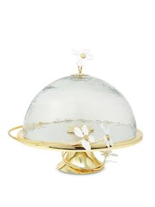 Cloche à gâteau en verre avec base en acier inoxydable, support de présentation de dessert en forme d'hémisphère - Product Image 2
