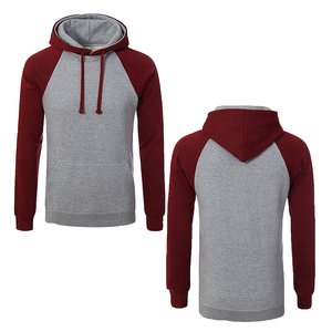 Sudadera con Capucha para Hombre, Color Gris Rojo, Manga Raglán, Estilo Casual, Tejido de Punto, Corte Regular, para Otoño - Product Image 1