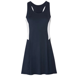 Women Dark Blue Tennis Dress Polyester Sportswear <b>Athletic</b> Court Dress Training Match Apparel Skirt Outfit - Product Image 1