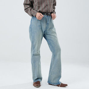 กางเกงยีนส์ลำลองดีไซน์พิเศษคุณภาพพรีเมียม สวมใส่สบาย ระบายอากาศได้ดี ลายเรียบ สีอ่อน ทรงตรง เหมาะสำหรับฤดูหนาว - Product Image 2