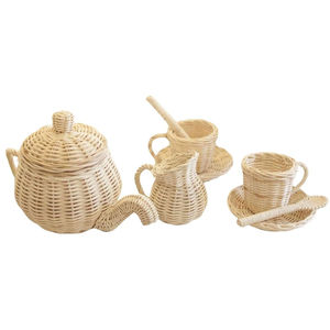 Juguetes de Mimbre Hechos a Mano para Niños, Tetera de Mimbre con Juego de Tazas, Juego de Juguetes de Cocina de Mimbre Natural de Vietnam, Venta al por Mayor - Product Image 1