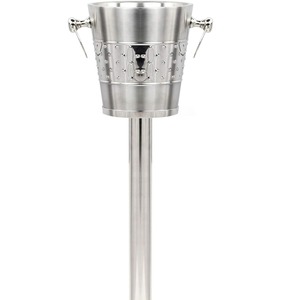 Seau à glace de luxe en métal avec support sur pied haut, seau à vin et champagne haut de gamme avec poignées pour mariages et bars d'hôtels - Product Image 3