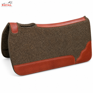 Tapis de selle western en feutre marron |   Couverture de selle de cheval avec panneaux en cuir marron et feutre texturé durable pour l'équipement d'équitation western - Product Image 1