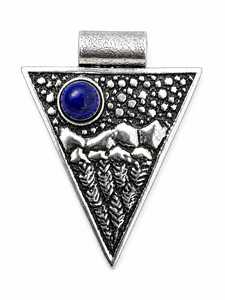Artisan Brass Lapis Lazuli Triangle Pendant Handmade Gold/Silver Plated Unisex Gothic Boho Statement Jewelry Wholesale - Product Image 1