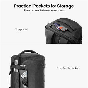 Sac à dos de voyage professionnel noir résistant à l'eau pour ordinateur portable - Product Image 2