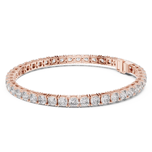 Bracelet tennis classique en diamants ronds cultivés en laboratoire, serti en or rose massif 18 carats, pour usage quotidien, bureau, mariage, fiançailles, pour femmes - Product Image 1
