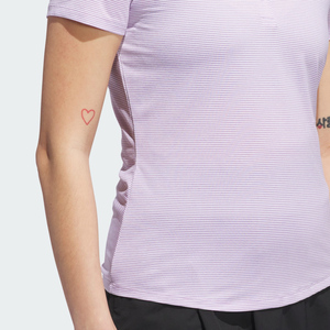 Polo a Rayas para Mujer, Manga Corta, Color Morado Claro, Secado Rápido, Tejido de Punto, Ropa Deportiva Informal, Polo de Golf para Entrenamiento - Product Image 4