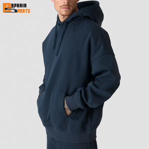 Sweat-shirts à capuche doublés en molleton 100 % coton épais pour hommes, coupe droite, style streetwear, éco-responsables, épaules tombantes, logo personnalisé, vente en gros - Product Image 1