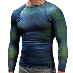 Men Full Sleeve Rash Guard Red Black Striped Quick Dry Breathable Swim Surf Top Polyester/Nylon UPF50+ - Product Image 4