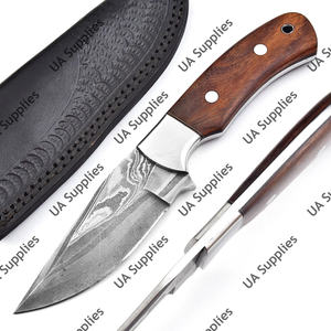 มีดเหล็กดามัสกัสตีขึ้นรูปด้วยมือเกรดอุตสาหกรรม ด้ามจับแบบเต็มด้าม ปลายใบมีดแบบดรอปพอยต์ สำหรับกิจกรรมกลางแจ้ง EDC ใบมีดคงที่ ใช้สำหรับตั้งแคมป์ ล่าสัตว์ ช่วยเหลือ OEM - Product Image 5