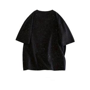 T-shirts pour hommes en coton 100% vintage à pois personnalisés avec strass, design tendance, haute qualité, streetwear décontracté, respirant - Product Image 5