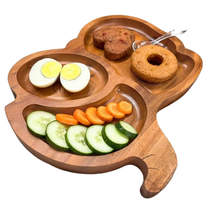 Plato de Madera con Forma de Conejo Creativo, Tazón de Alimentación para Niños Pequeños, Bandeja de Madera Maciza Natural para Servir Bocadillos y Frutos Secos - Product Image 4