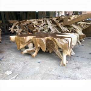 Luxury Natural <b>Round</b> <b>Solid</b> Teak Root Coffee <b>Table</b> Hand Carved Live Edge <b>Wood</b> Sculptural Rustic Furniture Unique Root Base <b>Table</b> - Product Image 3